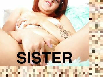 Sister Amor rubs her hole close up