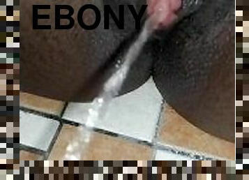 Ebony babe making pee in every sexiest way possible ????