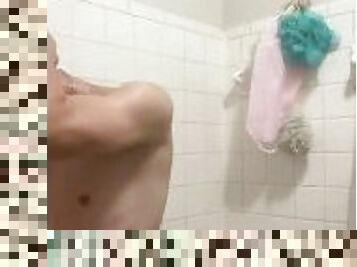 White twink takes a shower naked waiting for you?