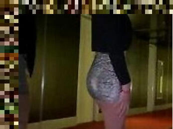 Hot girl Walking mini skirt