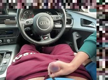 stranger fingering  my dick in the car parking