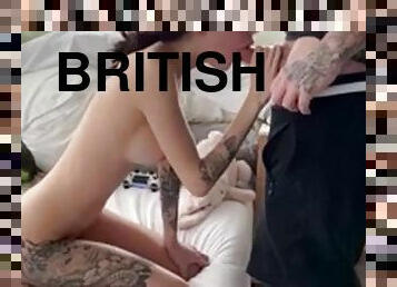 British teen gives rough sloppy blowjob