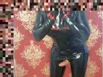 travestit, jet-de-sperma, sperma, fetish, latex, fuimand, amanta, dominare, cizme, masca