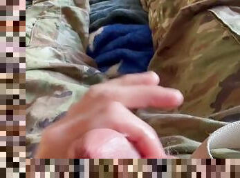 armée, masturbation, amateur, ejaculation-sur-le-corps, secousses, ejaculation, américaine, solo, blanc, militaire