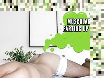 Muscular stud farting up close