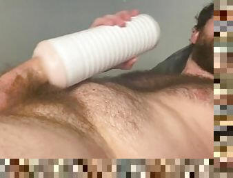 Hairy guy cums big in his mouth