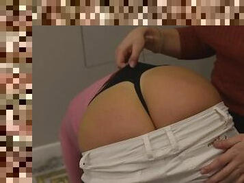 Piano Teacher Wedgie and Spanking her Student