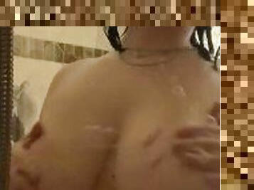 Shower with this cute teen and soapy tits!!