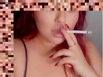 Big Tit Goddess Smoking a Cigarette