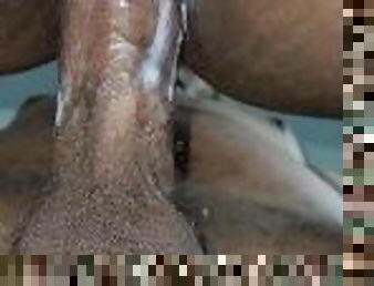 Creamy African pussy close up