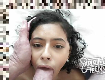 4’ ”  Puerto Rican with PERFECT BREASTS and braces sucking