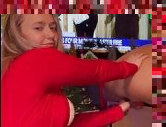 Blonde gets coal for Christmas  so she busts  his balls until they  turn into coal