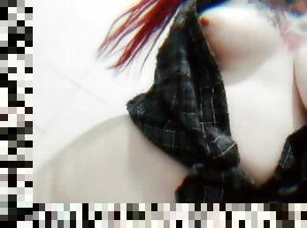 masturbation, chatte-pussy, amateur, fellation, ados, jouet, rousse, solo, goth, tatouage