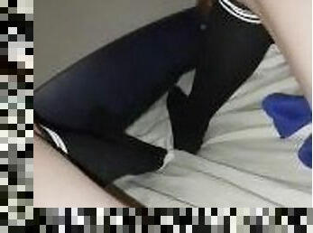 I masturbating with high tights socks and top of femboy