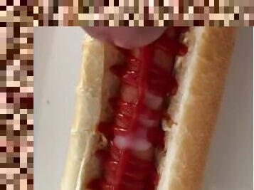 I eat a hotdog with cum