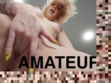 Sweet blonde loves filming herself when finger fucking like a slut