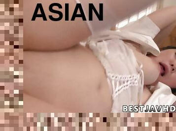 asiatique, infirmière, fellation, japonais, sexe-de-groupe, trio, bas, avec-expérience