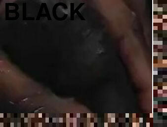 Uncut black cock with sticky precum