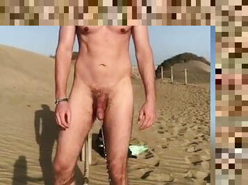 nudist, pissande, gay, kamera, strand, voyeur, ensam