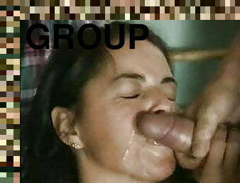 gros-nichons, ejaculation-sur-le-corps, sexe-de-groupe, hirondelle, salope, sale, chienne, sur-le-visage, ejaculation, horny