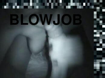 Slut gives blowjob in night vision