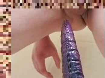 Taming the Dragon's Tail: First Time Hilting a 12" Ribbed Dildo, Part 2