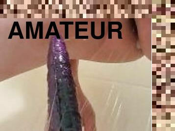 Taming the Dragon's Tail: First Time Hilting a 12" Ribbed Dildo, Part 1