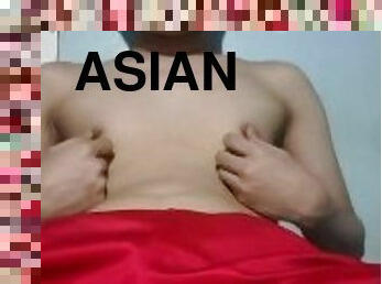 asiatique, masturbation, amateur, énorme-bite, gay, branlette, secousses, horny, solo, minet