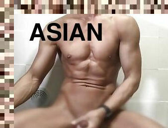 asiático, chorro-de-corrida, gay, japonés, paja, a-solas