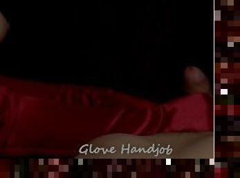 Red Satin Long Gloves Part 1  Glove Handjob