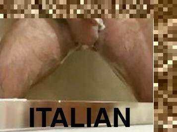 baignade, masturbation, amateur, énorme-bite, italien, douche, solo, bite