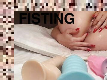 extrem, fisting, masturbation, orgasm, fitta-pussy, kvinnligt-sprut, amatör, cumshot, piercad, ensam