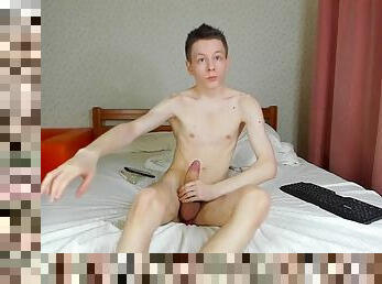 Evgeny enjoys jerking off his 9 inch cock and cumming close to the camera!