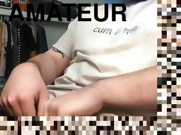 masturbation, amateur, énorme-bite, branlette, secousses, assez, solo, blanc, bite