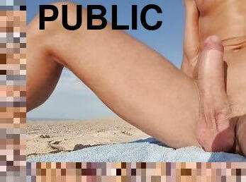 masturbacja, publiczne, plaża, kutas