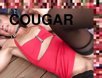 Slim Cougar Lily Interracial Dp Outdoors In Front Of Husban