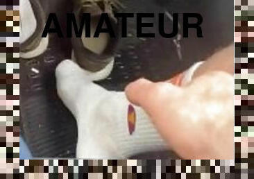 sport, amateur, gay, pieds, fétiche, solo, salle-de-gym, domination