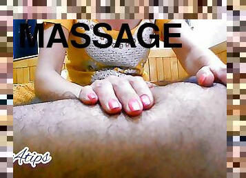 Her Sexy Fingers Move Over His Body Giving Tight Massage