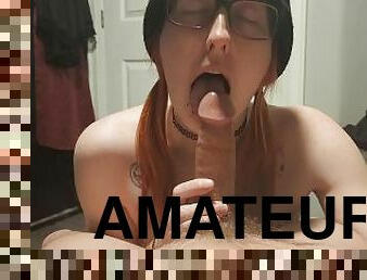 amateur, fellation, rousse, point-de-vue, natte, ejaculation, incroyable, goth, tatouage, petits-seins