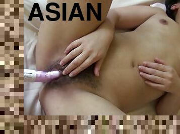 asiatisk, rumpe, store-pupper, hårete, pussy, amatør, blowjob, hardcore, hjemmelaget, pov