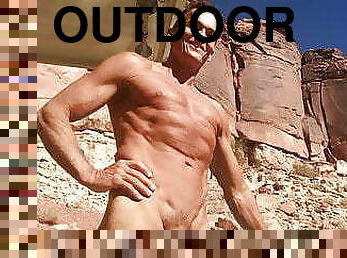 al-aire-libre, amateur, gay, playa, musculada