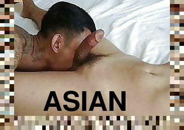 asiatique, anal, fellation, énorme-bite, gay, branlette, ejaculation, minet