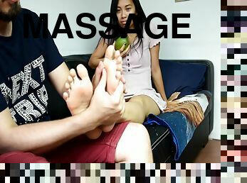 asiatique, amateur, ados, massage, pieds, fétiche