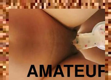 cul, vieux, public, amateur, ados, jouet, chevauchement, gode, plus-agée, solo