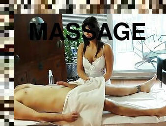 Raunchy Handjob On Massage-table