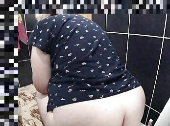 Pee. The husband installed a camera in the toilet and watches how the mature wife urinates. Voyeur. Home fetish. PAWG.