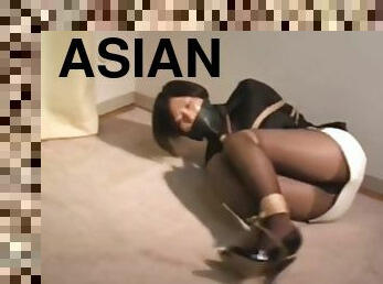 asiatique, collants, japonais, bdsm, fou, bas, incroyable, fétiche, solo, bâillonnement