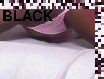 Black slut fucks her ass with dildo