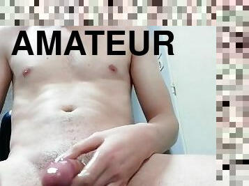 masturbation, amateur, ejaculation-sur-le-corps, gay, maison, branlette, ejaculation, belle, fétiche, solo