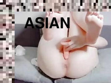 asiático, masturbação, orgasmo, cona-pussy, esguincho, amador, adolescente, brinquedo, japonesa, dildo